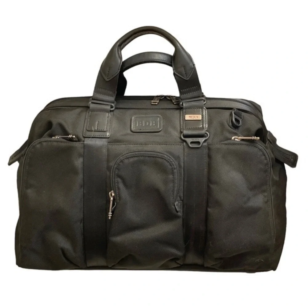 Tumi black alpha bravo soft duffle bag